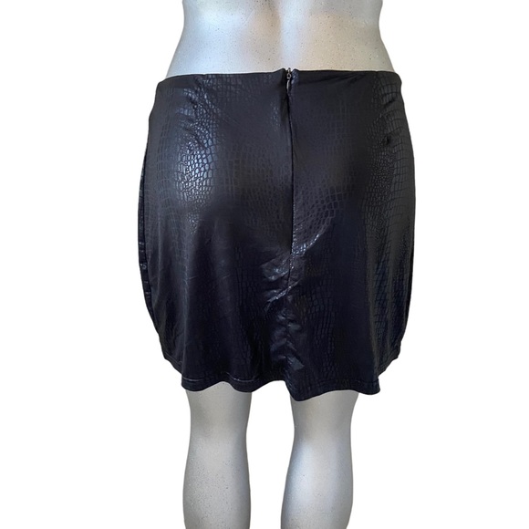 Y2K Skirt Snake Print Black Mini Casual Straight Pencil Cut Lightweight Shiny - Picture 5 of 7